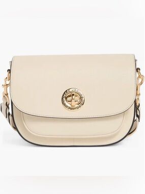 Marc Jacobs Cream Leather Turn-Lock Crossbody Bag